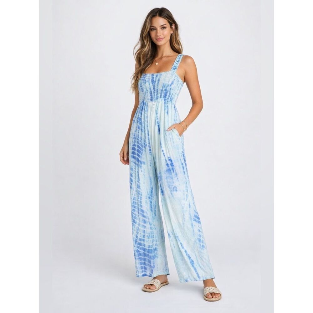 Kos Resort Blue Tie-Dye Jumpsuit